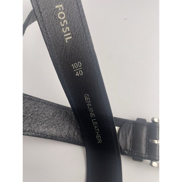 FOSSIL Men's Genuine Leather Black Belt w/Silver Metal Buckle Size 100/40 - Picture 11 of 15
